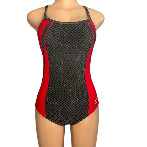 TYR  Viper Diamondfit Swimsuit Red and Grey - Picture 1 of 11